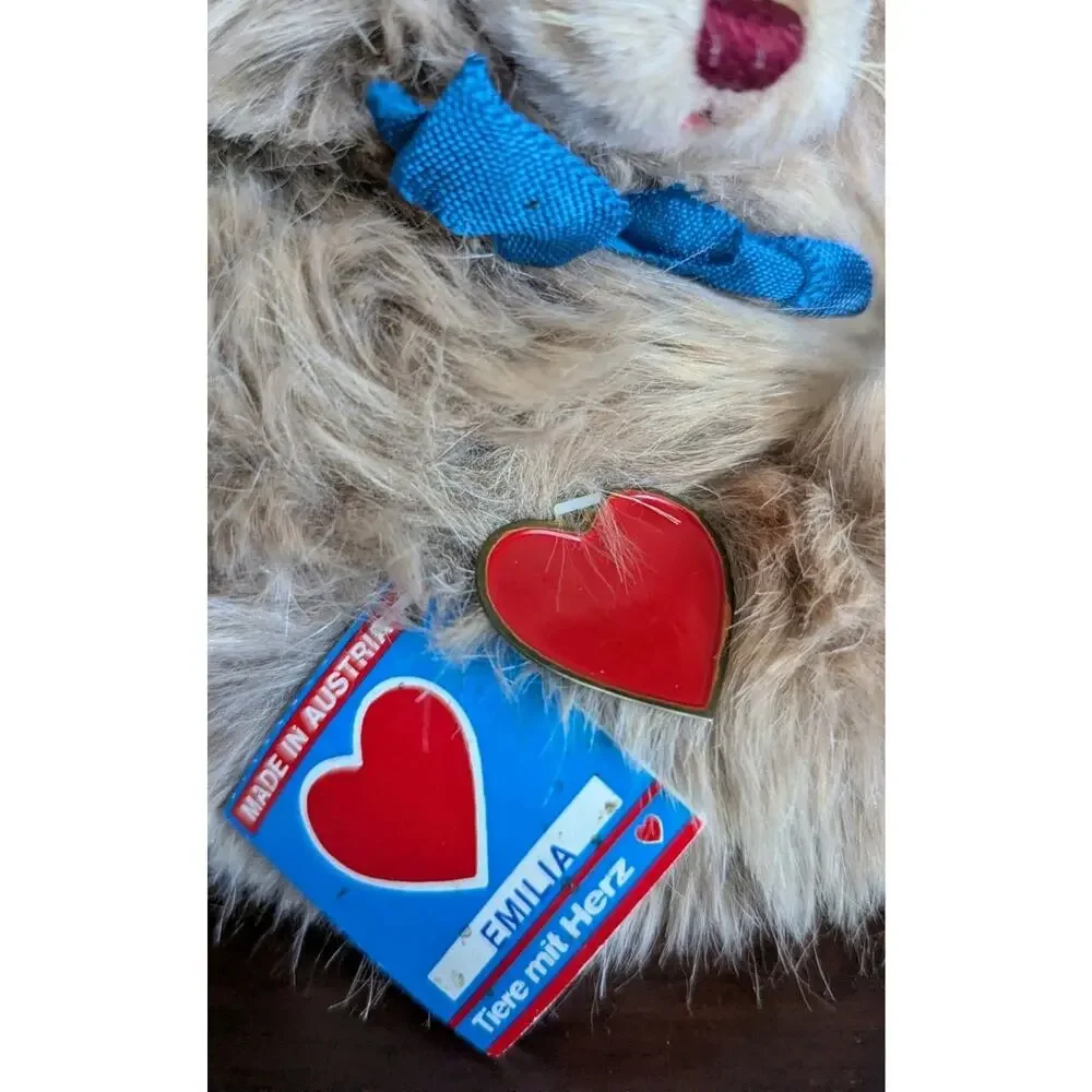 Vtg Berg Cat Plush Tan Kitty Tiere Mit Herz Heart Handmade Austria Emilia